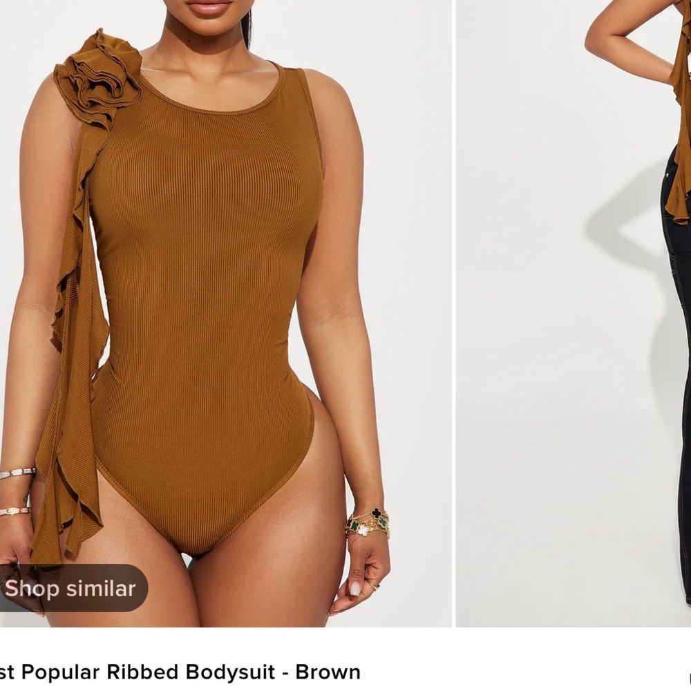 Brown Ribbed Bodysuit